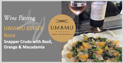 UMAMU Rose with Snapper Crudo with Basil, Orange and Macadamia